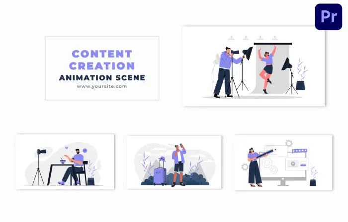 Virtual Content Creation Concept Vector Character Animation Scene